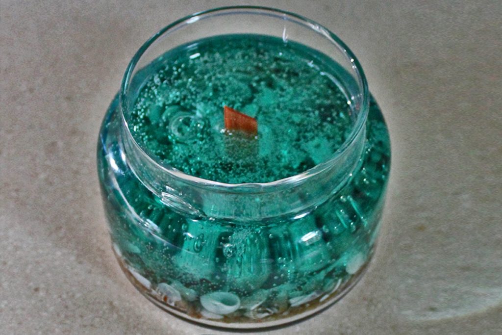 Tahitian Teal Ocean Classic Scented Shell Candle Top View