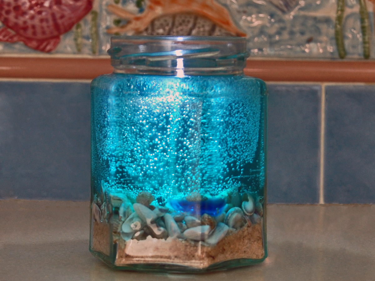 Scented Candle-Tahitian Teal Hexagonal Scented Candle: Beach Decor